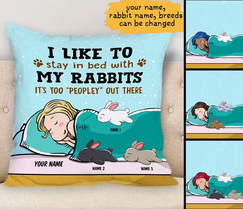 Customized Pillow In Bed With My Rabbits