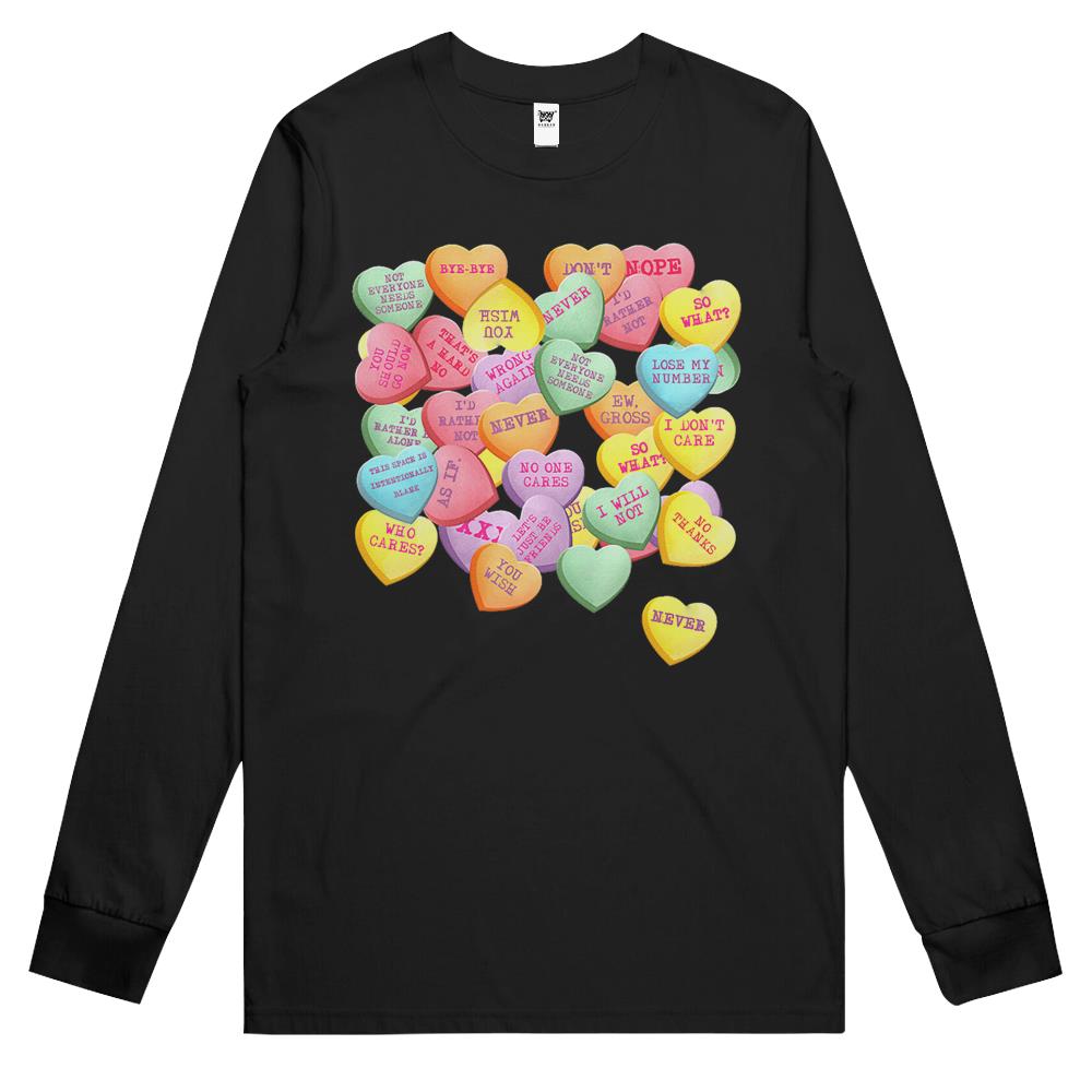 Vintage Candy Conversation Hearts For Anti Valentine’S Day Long Sleeve T Shirts