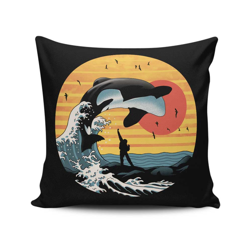 The Great Whale Off Kanagawa – Throw Pillow