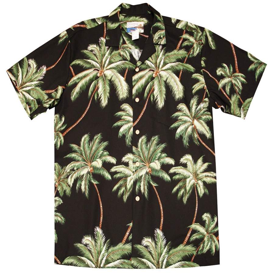 Waimea Palms Black Hawaiian Shirt - Pinotee Store