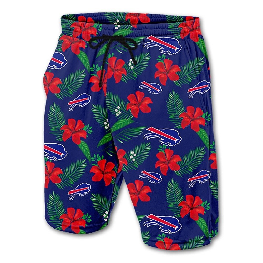 Buffalo Bills Leaf Floral Pattern Hawaii Summer Shorts Men In Blue Ha68567