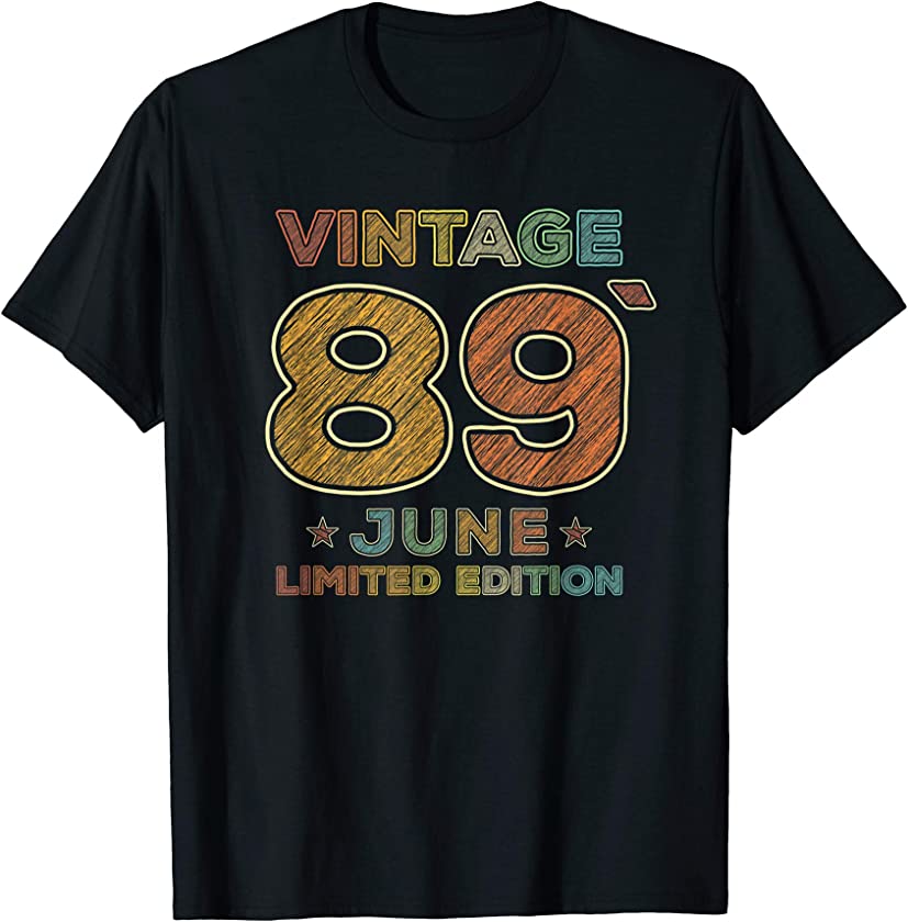 30th Birthday Gift Vintage June 1989 30 Thirty Years Old T-Shirt