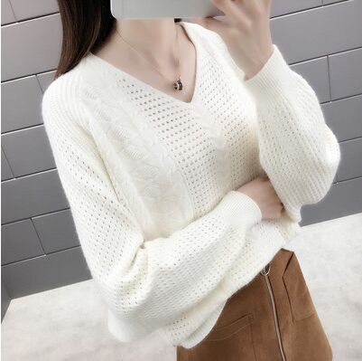 Women Summer Spring Sweater Hollow Out V-neck Transparent Female Jumper Bat Sleeve Ladies Pullover Loose NS4371 alx