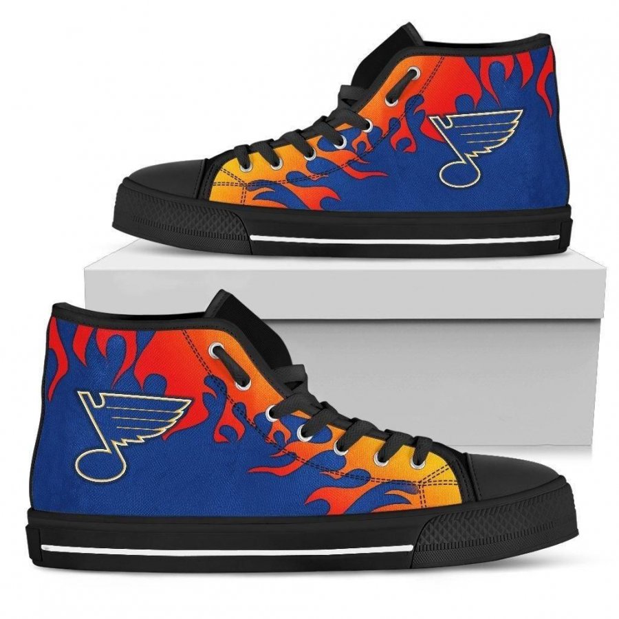 Fire Burning Fierce Strong Logo St. Louis Blues High Top Shoes #786