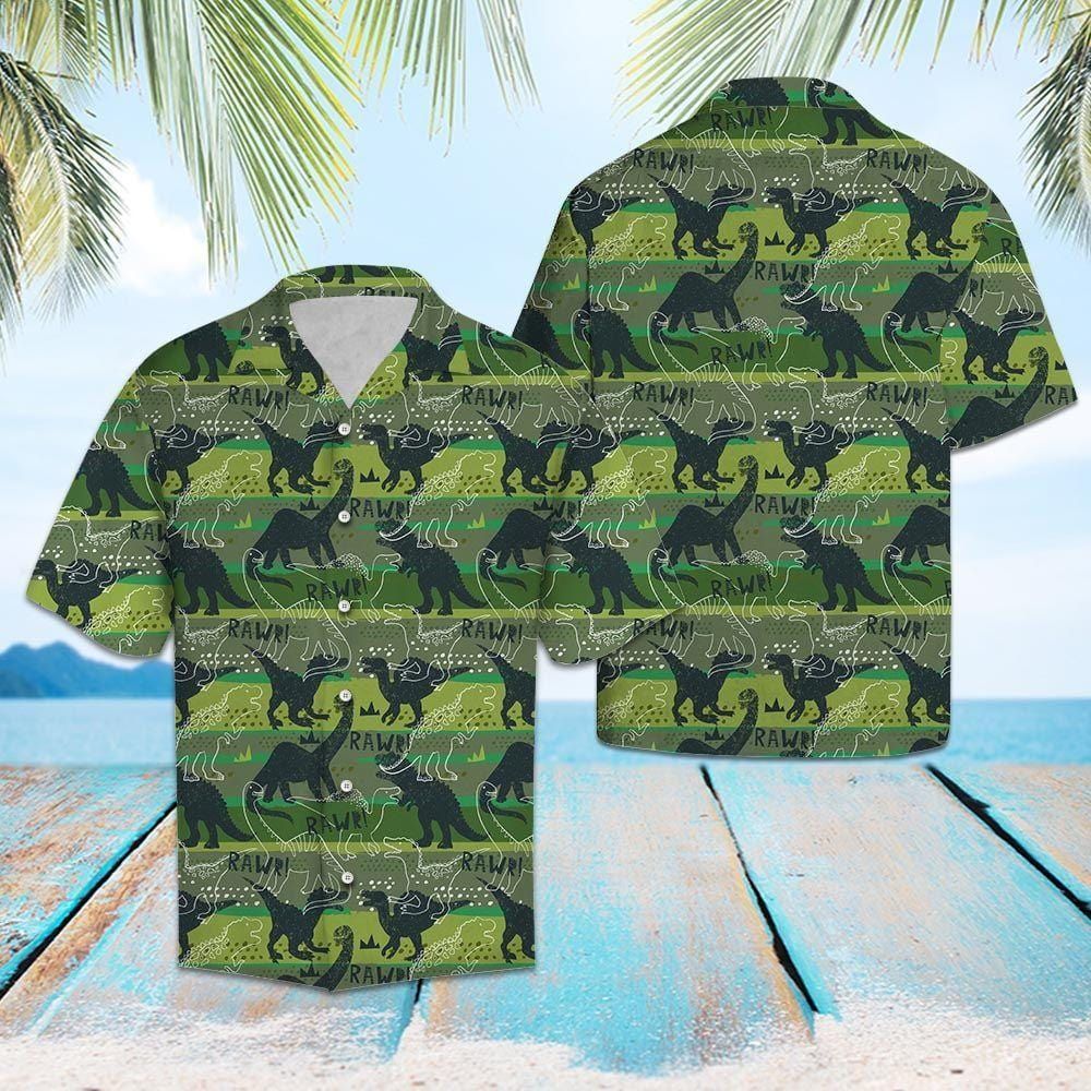 Felacia Dinosaur Rawr Green Unisex Hawaiian Ha19774