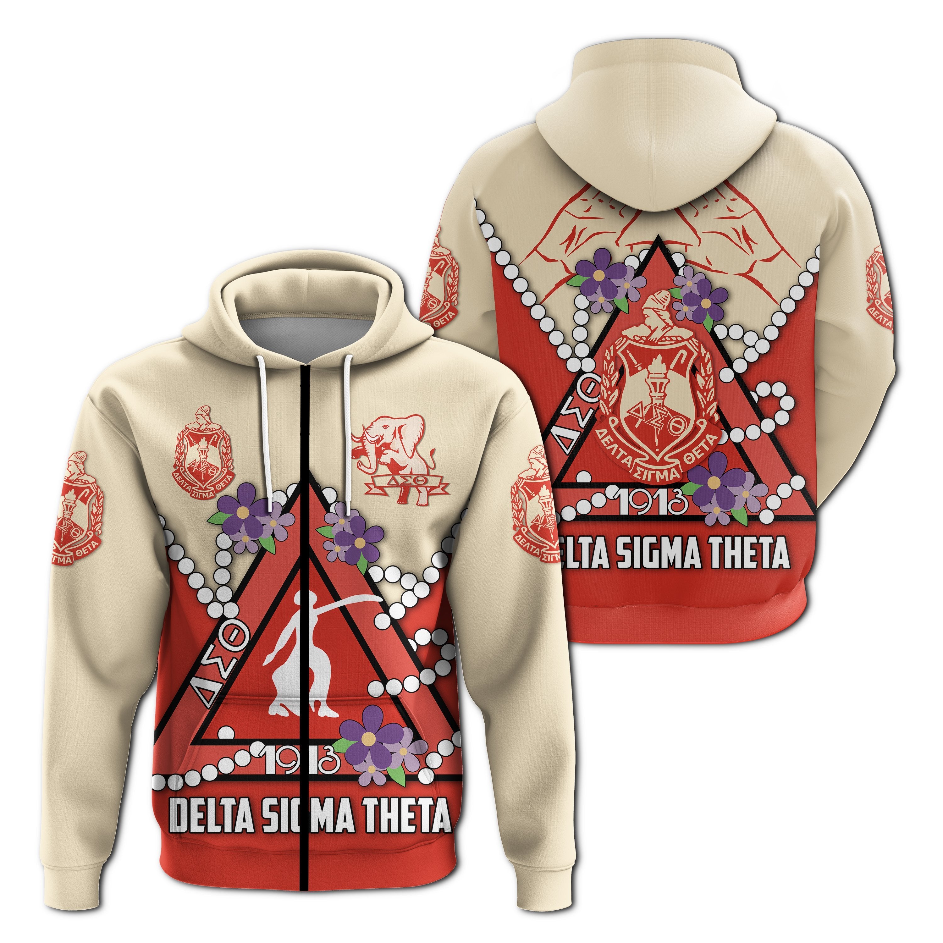 Greek Life Hoodie – Delta Sigma Theta Zip Hoodie Pyramid Elephant Lt4