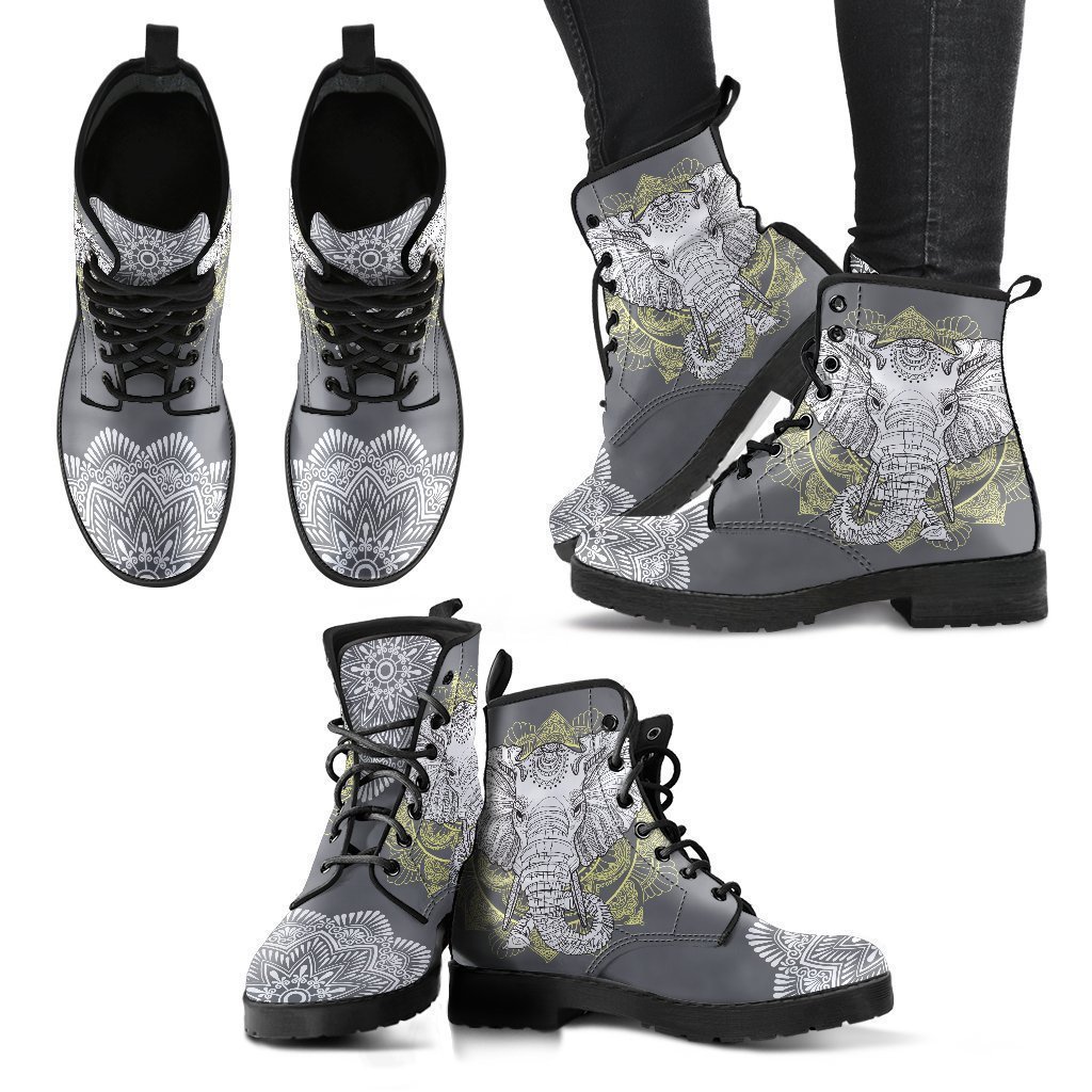 Mandala Elephant Women’S Leather Boots Fashion Boots Custom Shoes