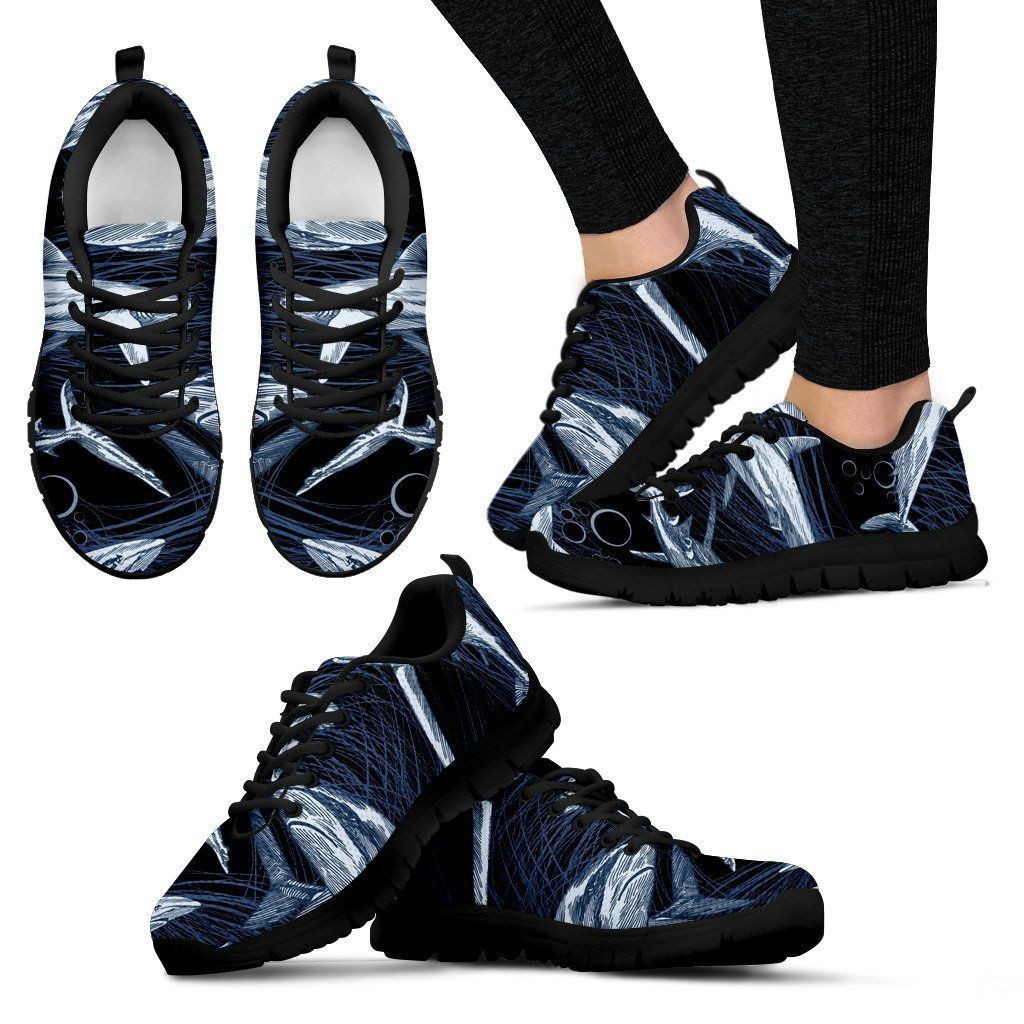 Sharks Fin Pattern Print Sneakers Shoes