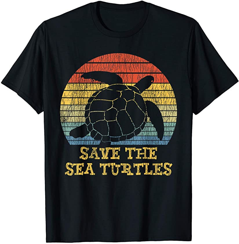 Retro Vintage Save The Sea Turtles Animal Right Turtle Lover T-Shirt