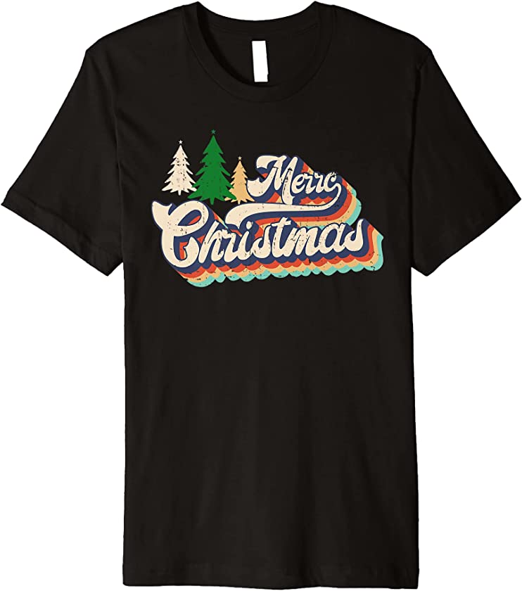 Vintage 70s Style Merry Christmas Ugly Christmas Sweaters Premium T-Shirt