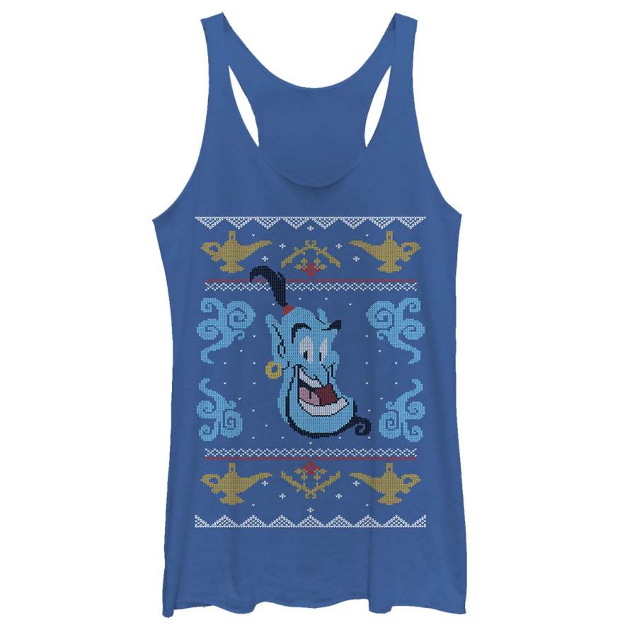 Aladdin Women’s Ugly Christmas Genie Pattern  Racerback Tank