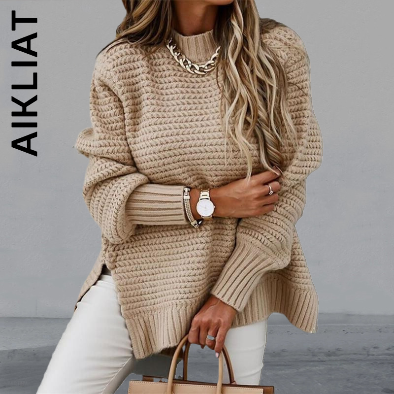 Aikliat Women Sweater Fashion Knitted Soft Vintage Jumper Sweaters Ladies Cheap Chic Women’s Sweater Basic Girl Female alx