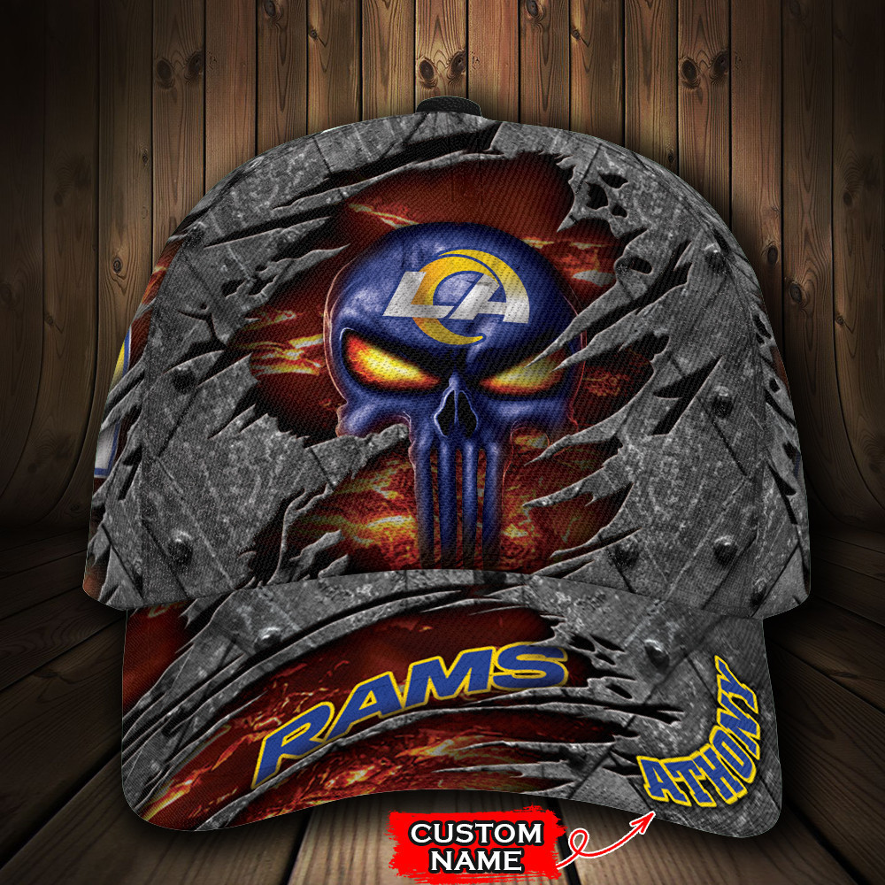 Personalized Los Angeles Rams Skull All Over Print 3D Baseball Cap