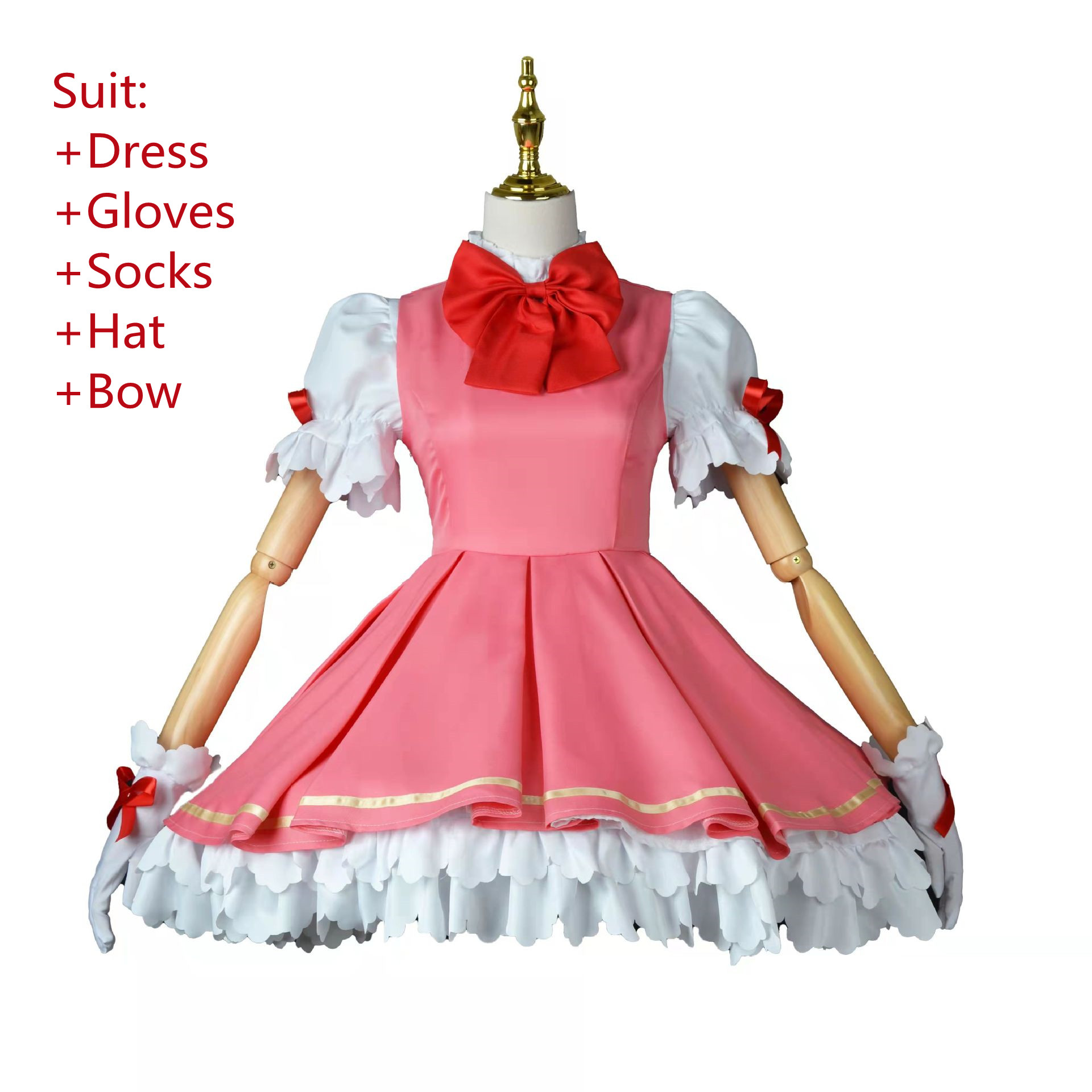 Anime Card Captor Kinomoto Sakura Clow Magician Cosplay Costume Wig Red White Combat Uniform Wing Women Dress Halloween Clothing alx