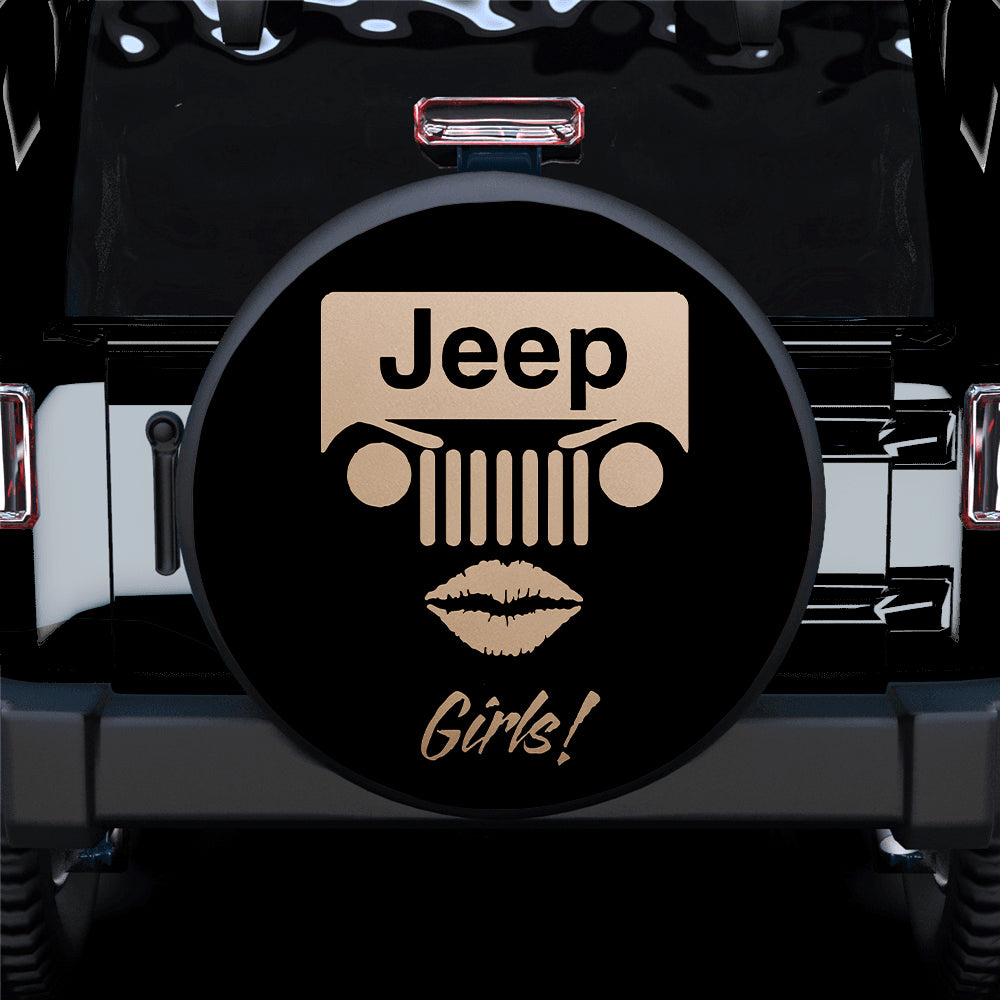 Cream White Jeep Girl Car Spare Tire Covers Gift For Campers