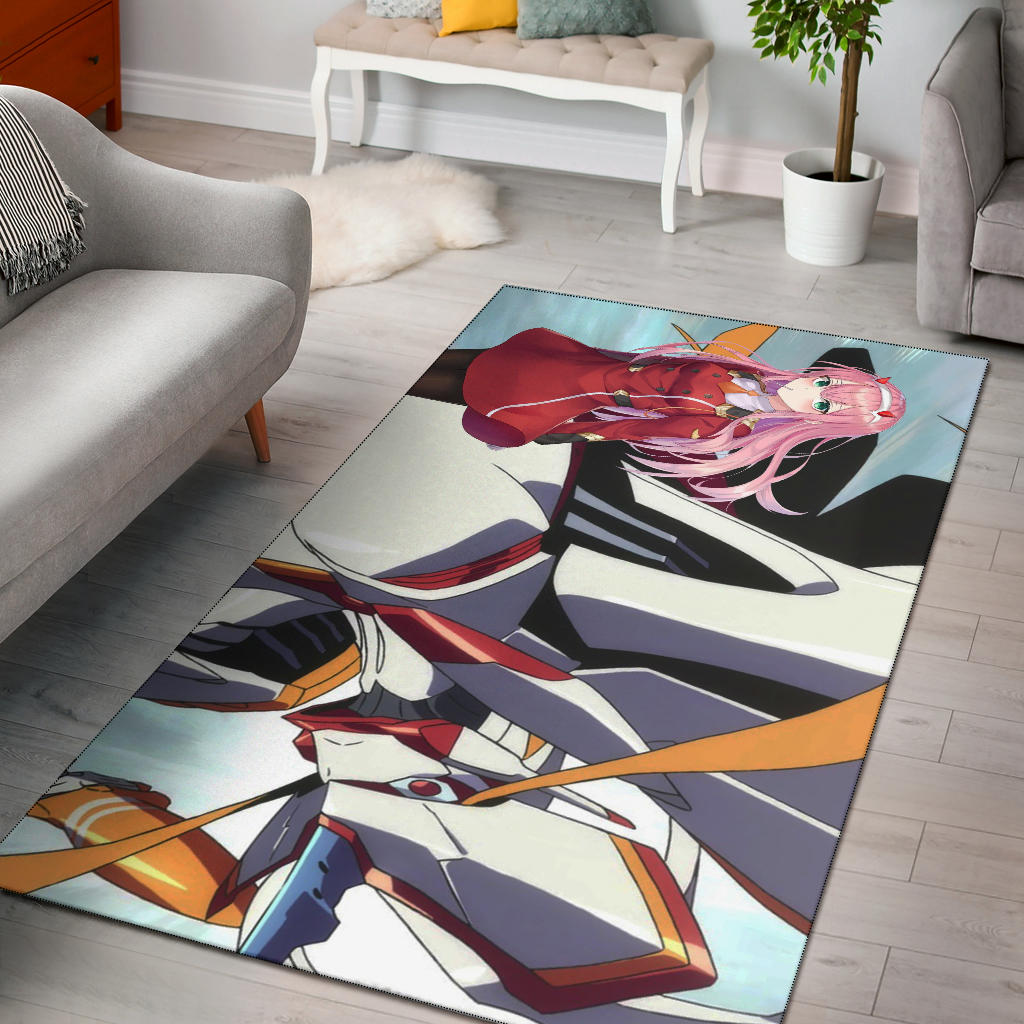 Darling In The Franxx Anime Area Rug | Zero Two Eating Candy Strelizia Face Rugs Home Dedor