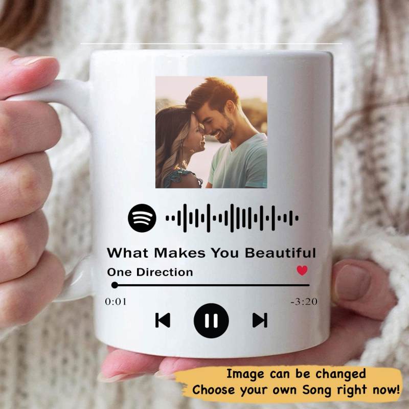 Custom Music Photo Mug With Scannable Spotify Code – Personalized Gift For Lover