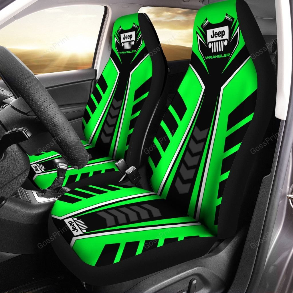 Jeep Wrangler Car Seat Cover (Set Of 2) Ver 7 (Green)