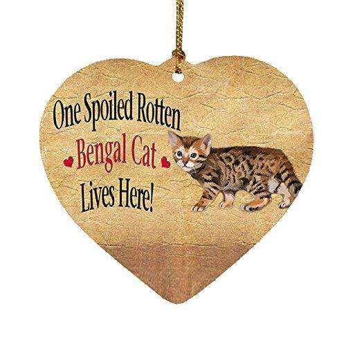 Bengal Kitten Spoiled Rotten Cat Heart Christmas Ornament