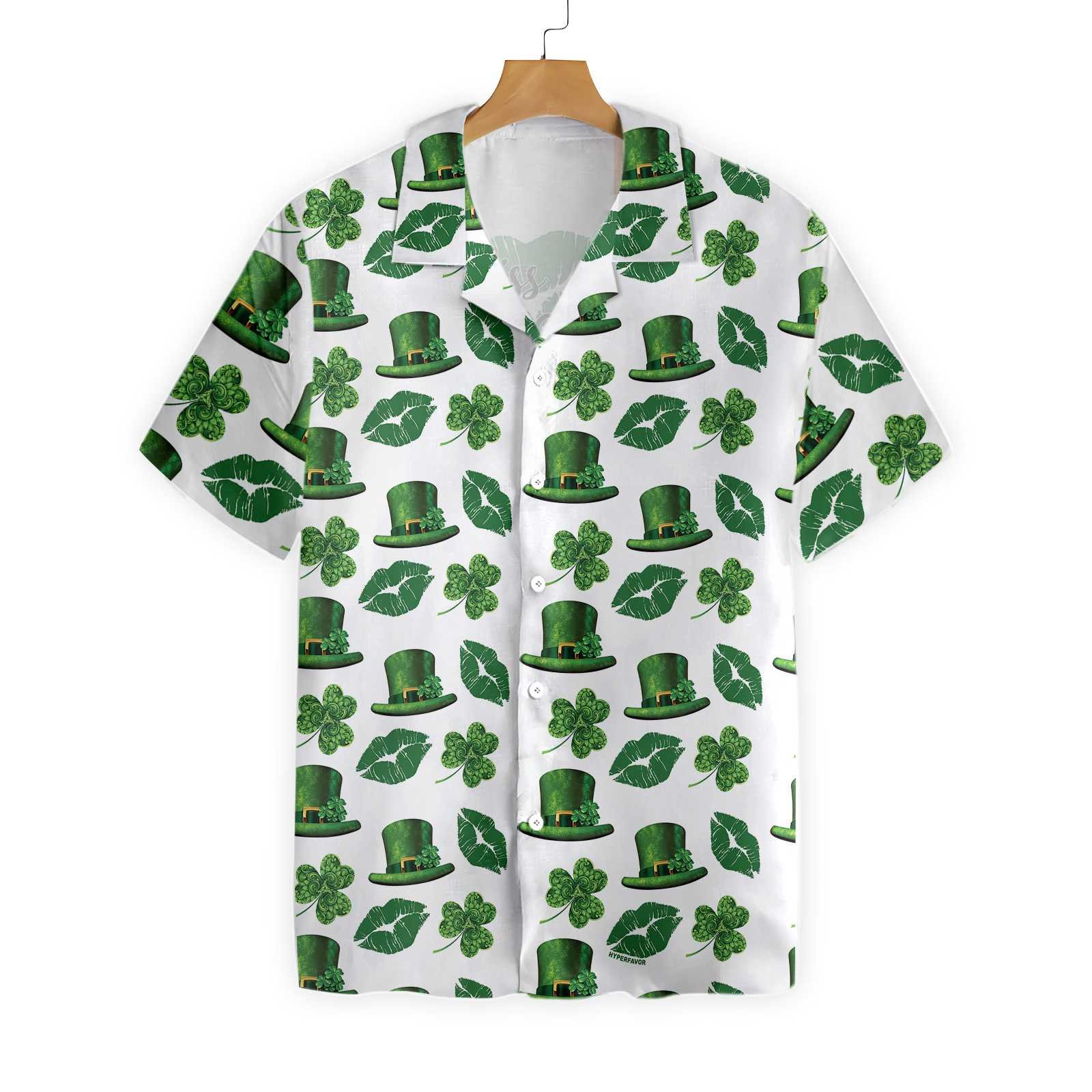 Kiss Me Irish St Day Hawaii Button Up Shirt For Men Ha65078