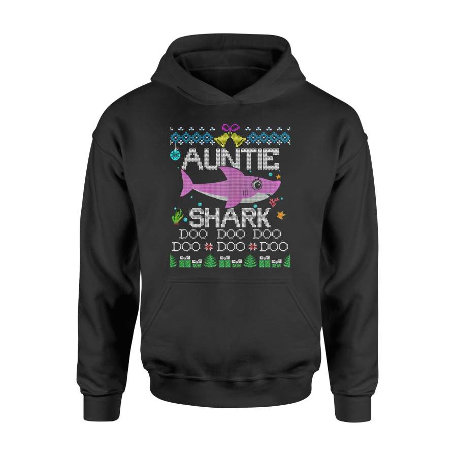 Christmas gift idea Girl Auntie Shark Xmas Matching Family Group Ugly T-Shirt – Standard Hoodie