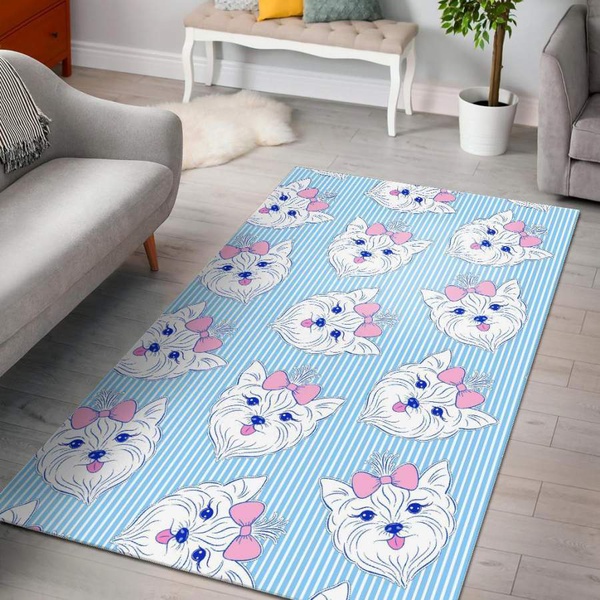 Dog Yorkshire Terrier Puppy Pattern Print Area Rug