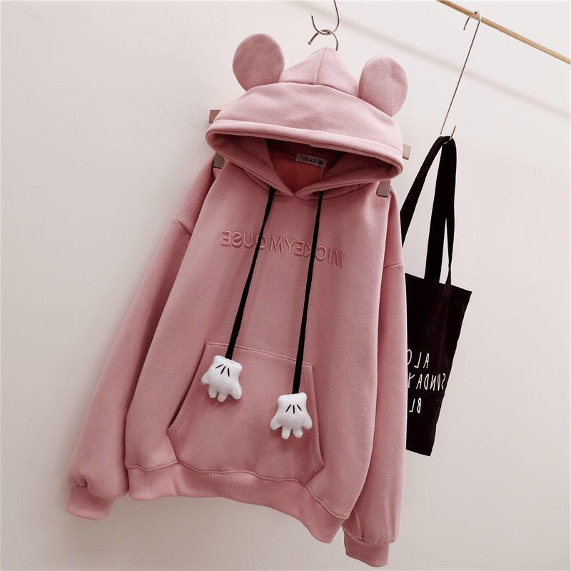 Bear Female Pullover Harajuku Loose Ears Sweatshirt Casual Oversized Kawaii Hoodie Cartoon Hoodies Hoodie Sweatshirt Korean alx