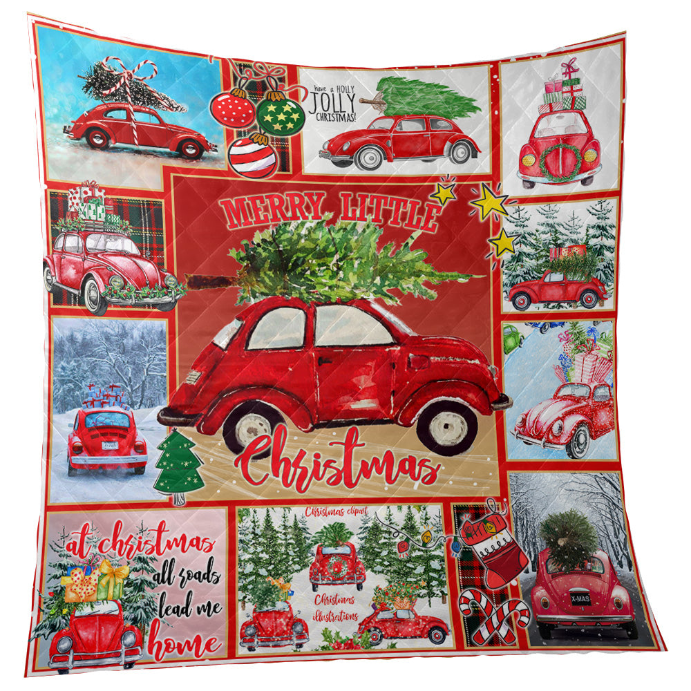 Little Red Trucks 9Basic Quilted Blanket