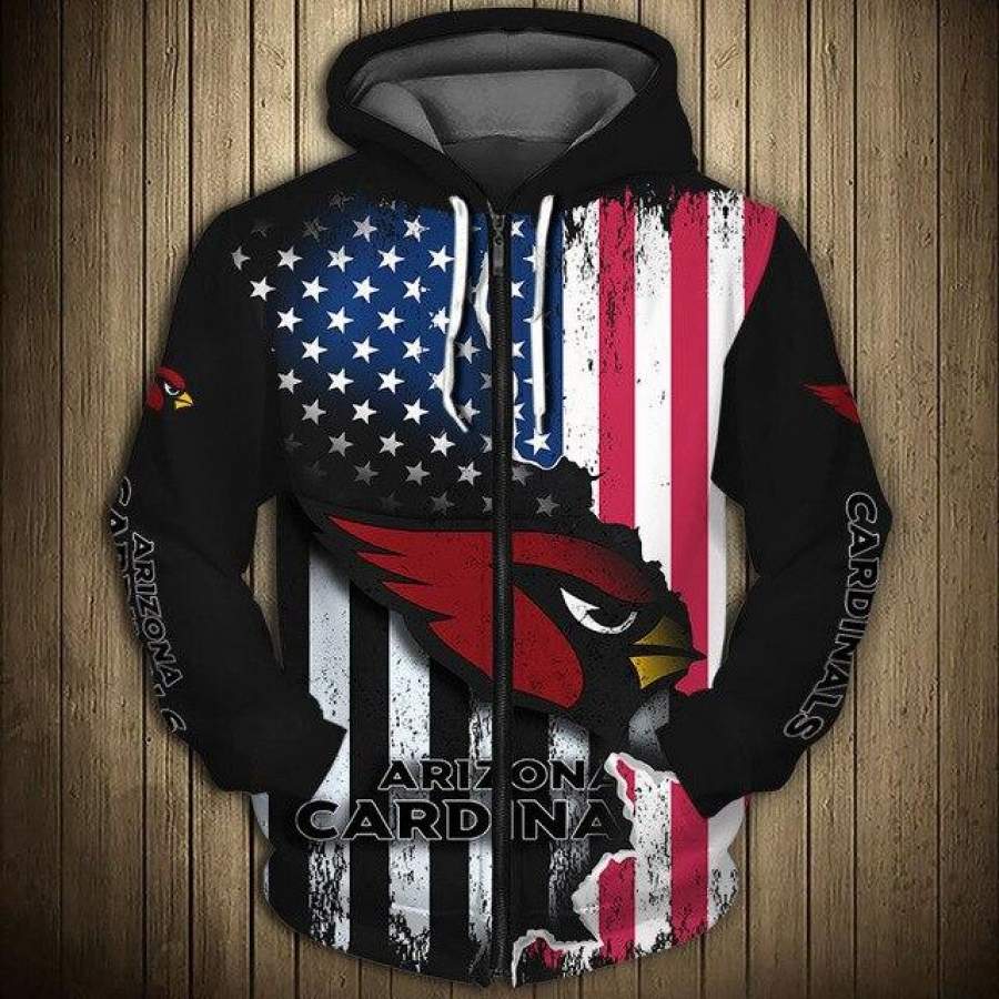 Arizona Cardinals American Flag Zipper Hoodie