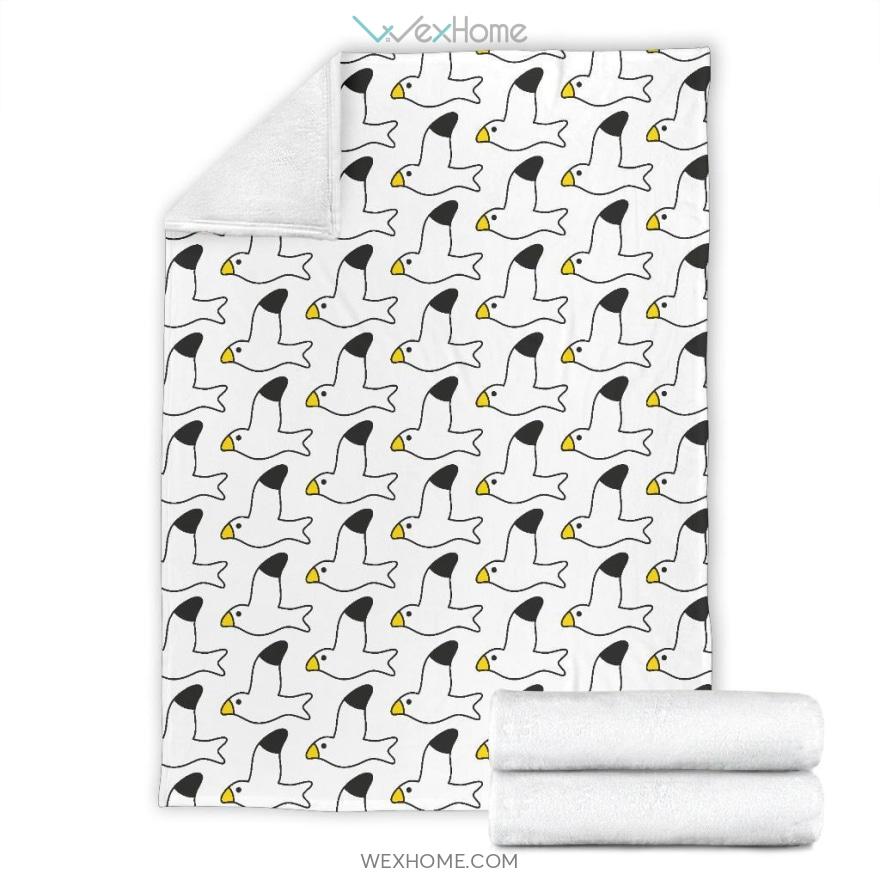 Cute Seagull Pattern Print Design Premium Blanket