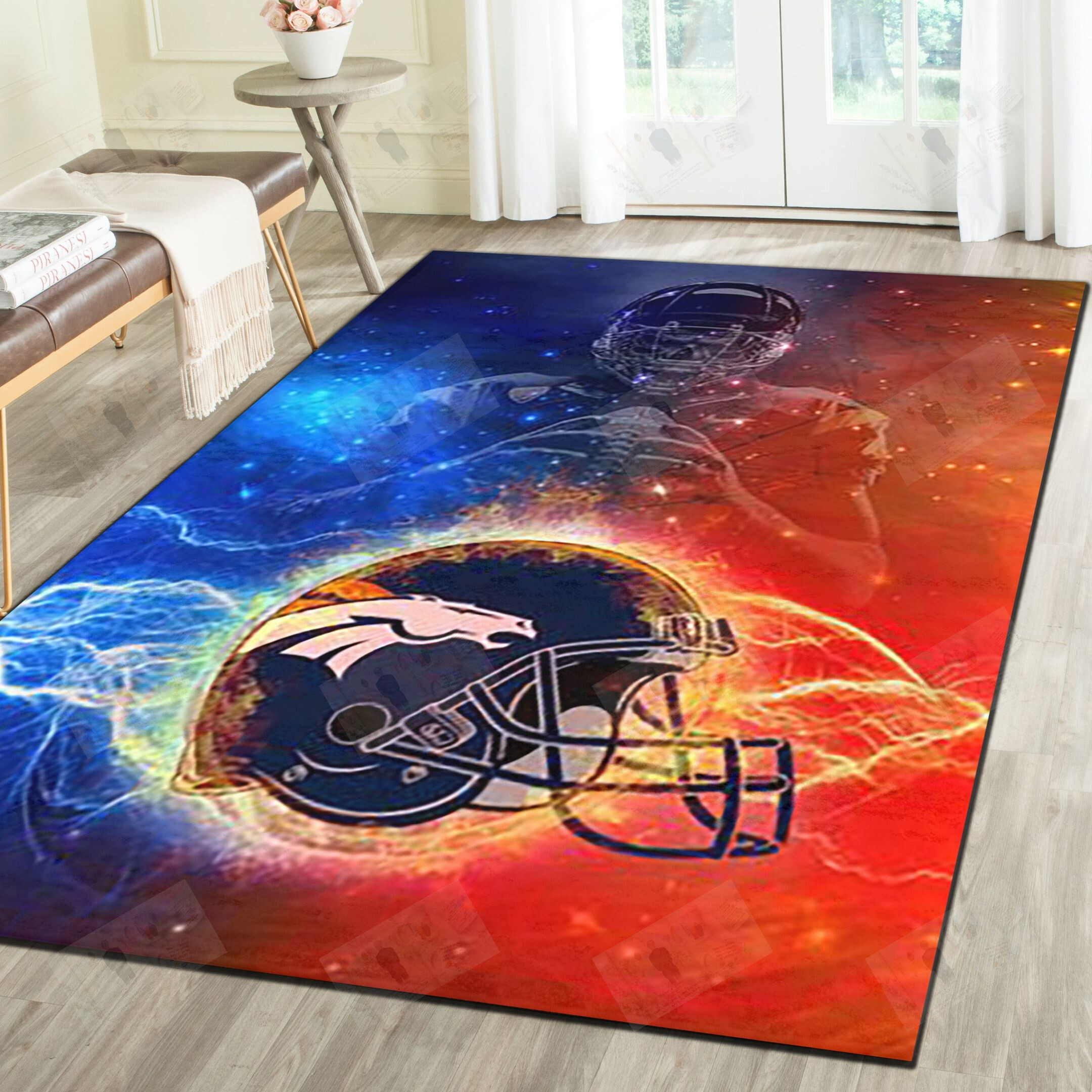 Denver Broncos Area Rugs, Football Team Living Room Bedroom Carpet, Man Cave Floor Mat