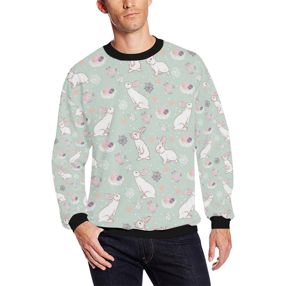 Rabbit Pattern Print Design Rb011 Men Long Sleeve Sweatshirt