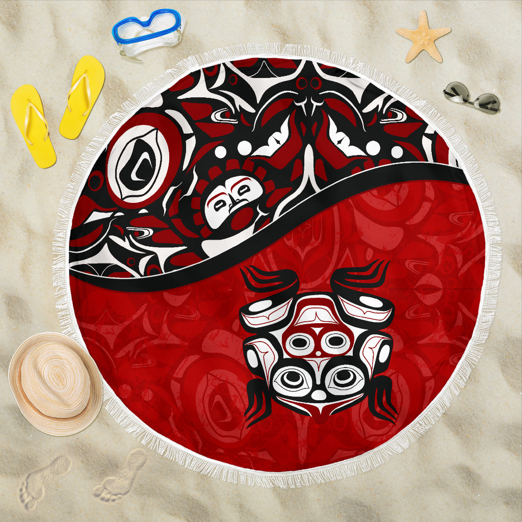 1stCanada Beach Blanket – Haida The Frog Style Tattoo A02