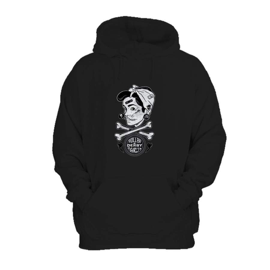 Zombie Roller Derby Girl Rockabilly Pinup Alternative Music Tattoo Retro Hoodie