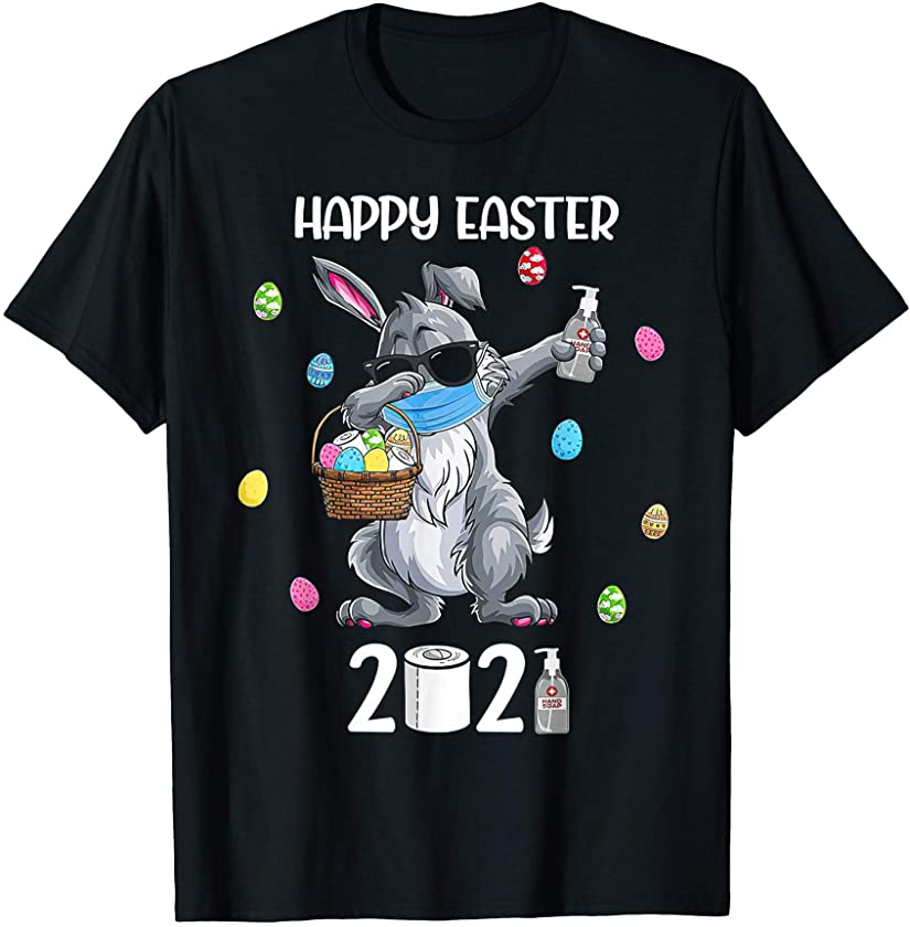 2021 Happy Easter Day Bunny Eggs Rabbit dabbing Cute hunting T-Shirt