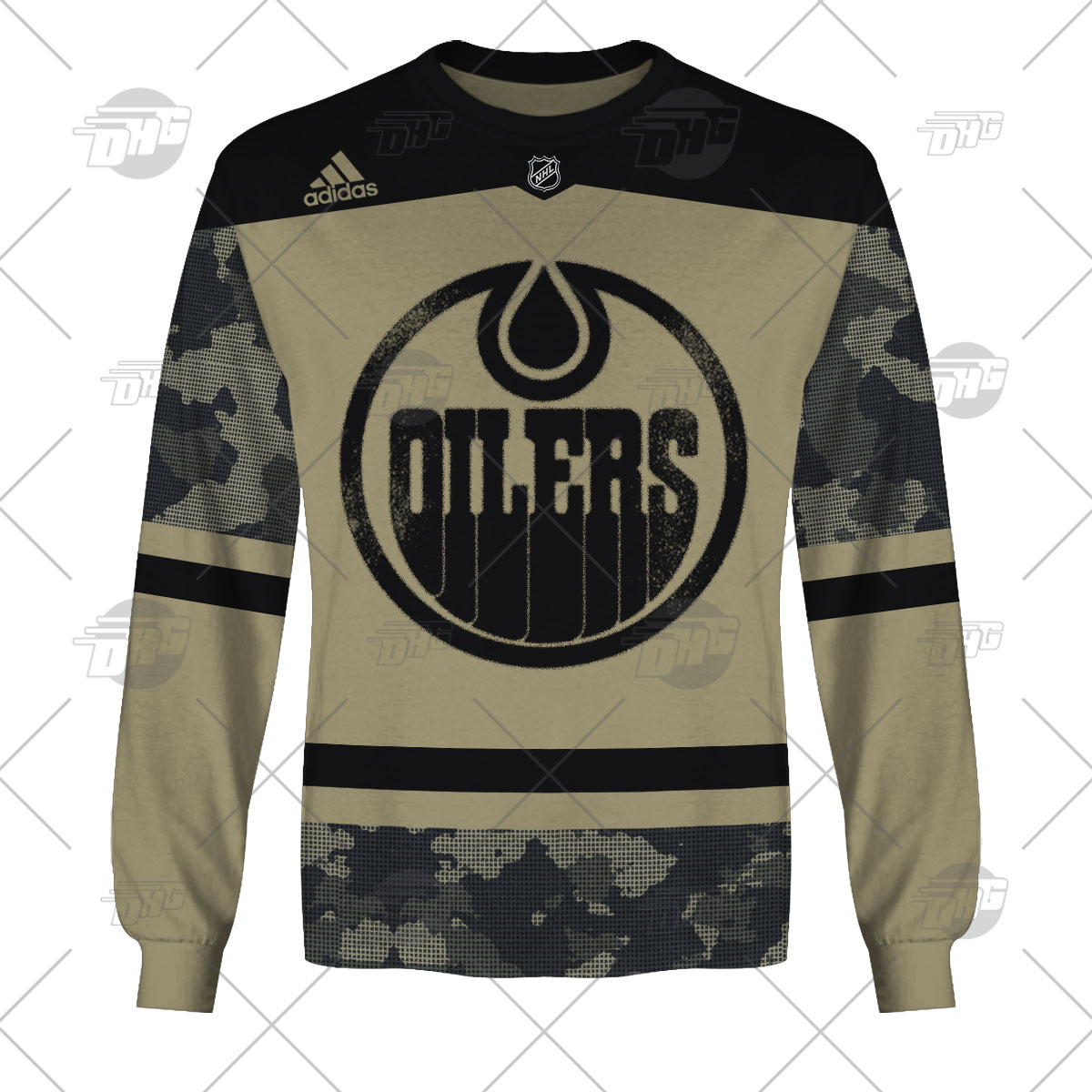 Edmonton Oilers Custom Name Number Camo Military Appreciation Team Gift For Fan 3D Full Printing Sweatshirt