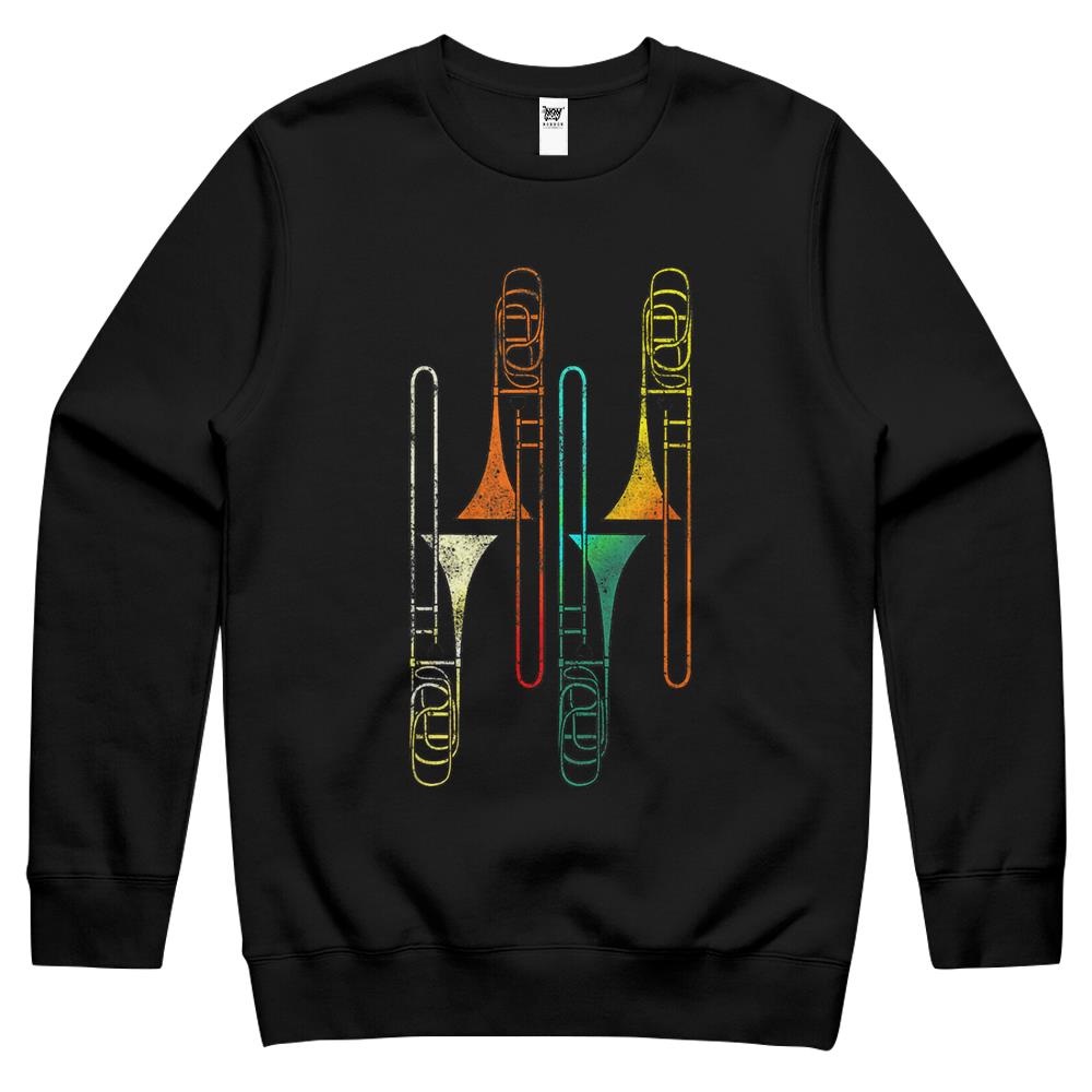 Retro Trombone Shirt – Jazz Crewneck Sweatshirt