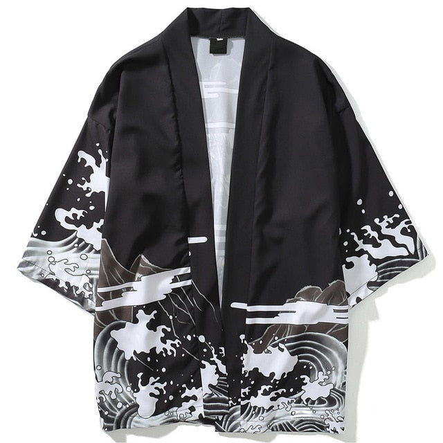 Waves & Mountain Printed Harajuku Kimono Tees