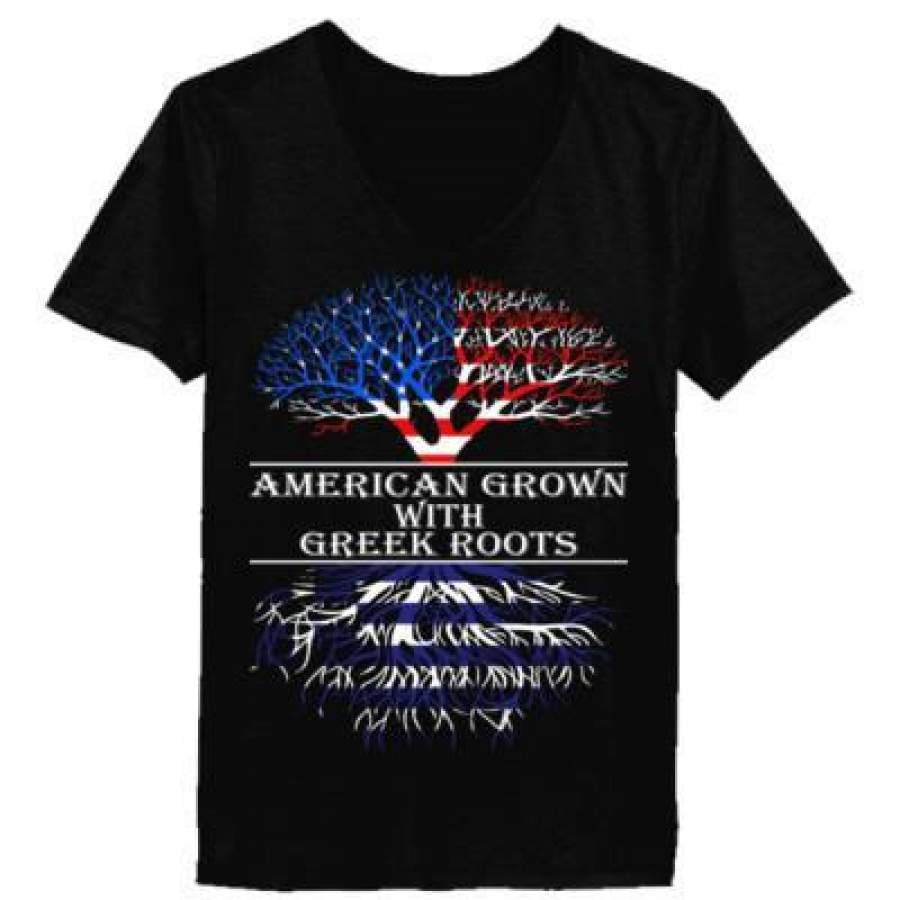 AGR American Grown With Greek Roots – Ladies’ V-Neck T-Shirt