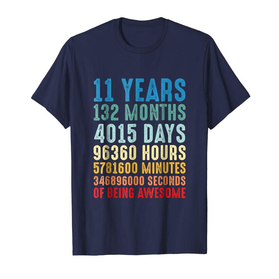 11 Years Old 11th Birthday Retro Vintage Shirt 132 Months