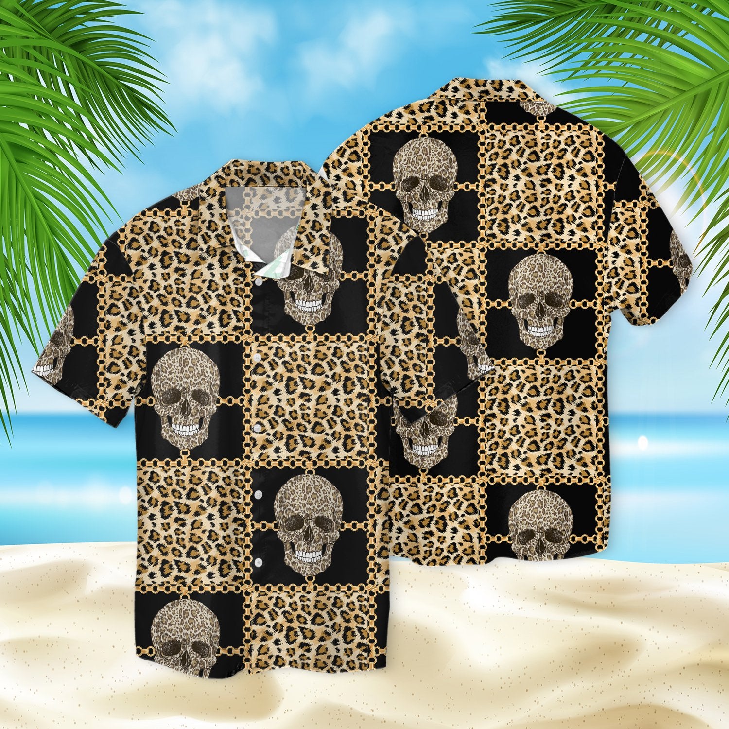 Skull Leopard Pattern Hawaii Shirt Ha29191