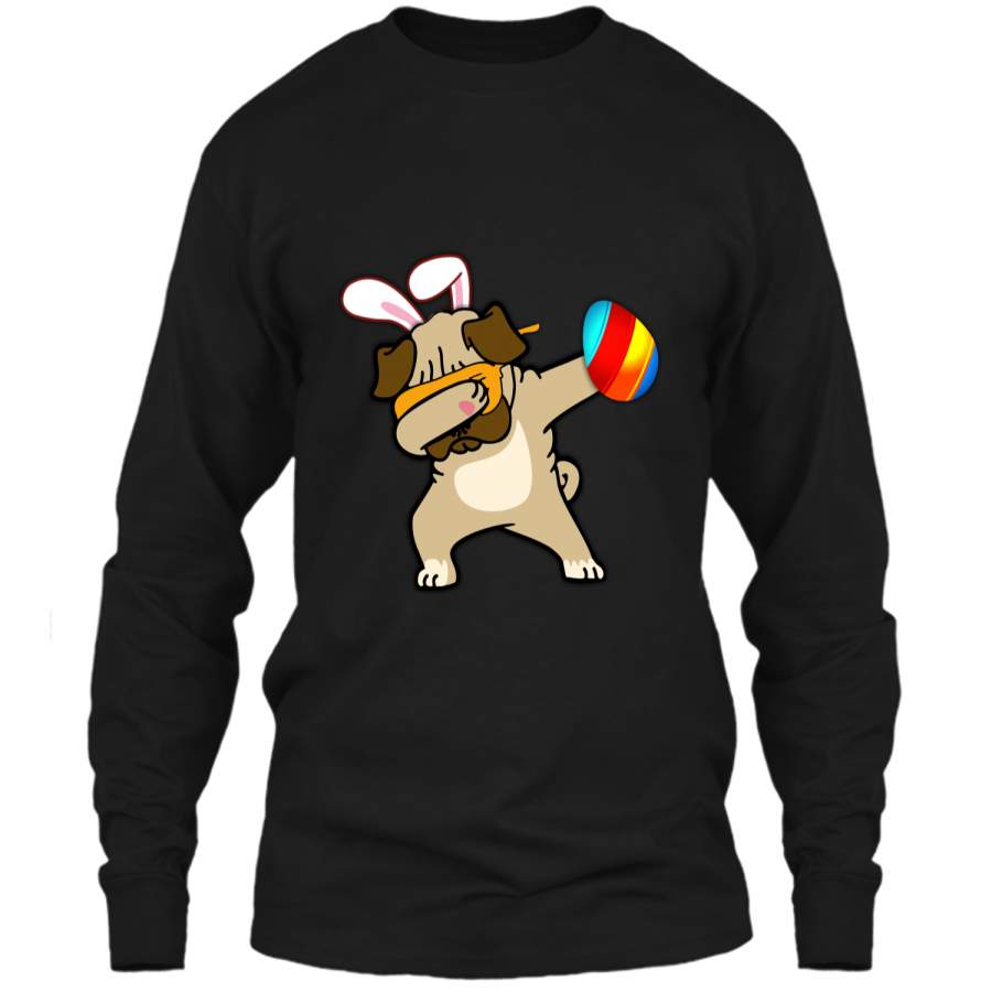 Easter Bunny Dabbing Pug Dog Tshirt Easter Egg Tee LS Ultra Cotton Tshirt