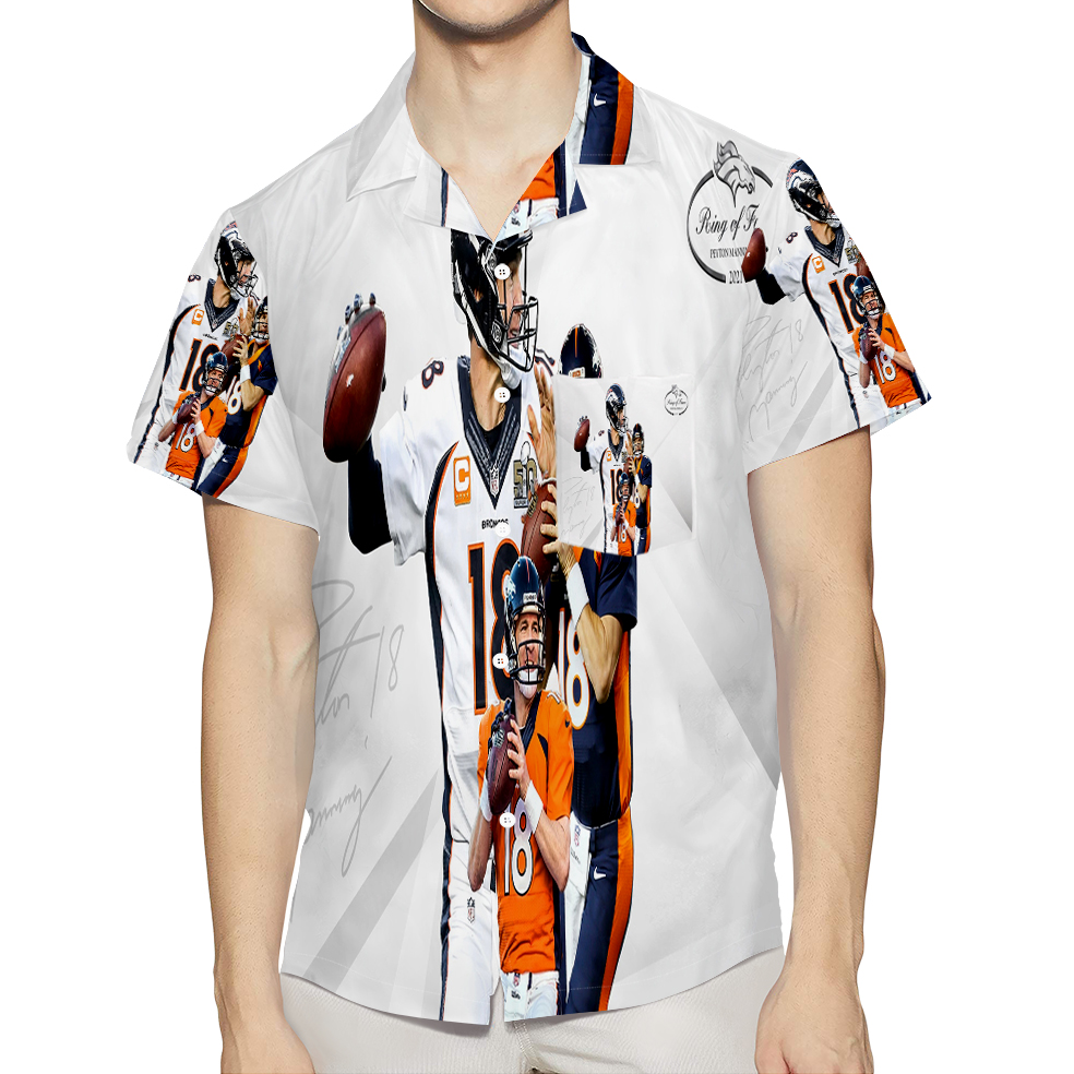 Denver Broncos 18 Peyton Manning V50 3D All Over Print Summer Beach Hawaiian Shirt With Pocket