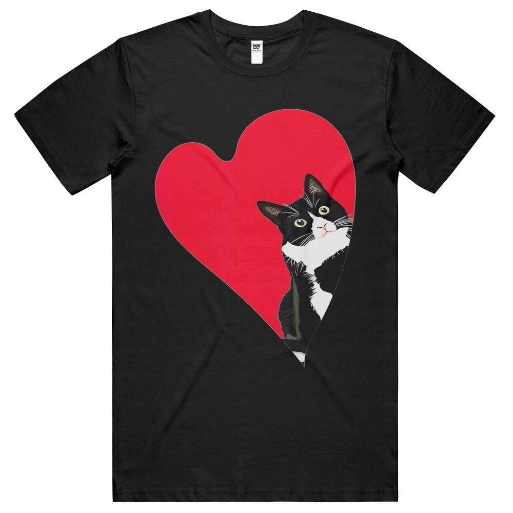 Tuxedo Cat Valentine Heart For Kitten And Animal Lovers T Shirts