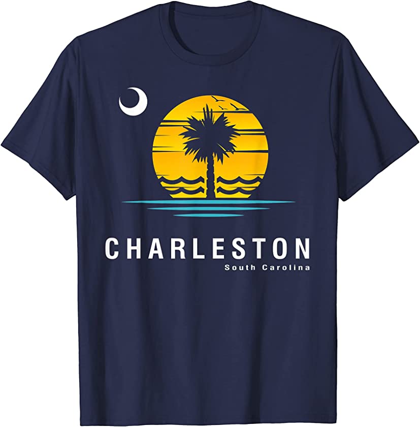 Charleston South Carolina Palmetto Moon Vintage Sunset T-Shirt