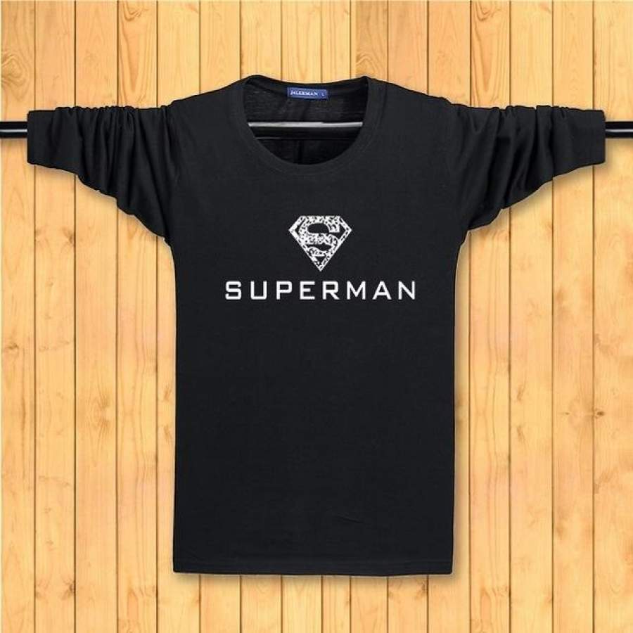 Superman Power Man Cotton Print casual long sleeve t shirt