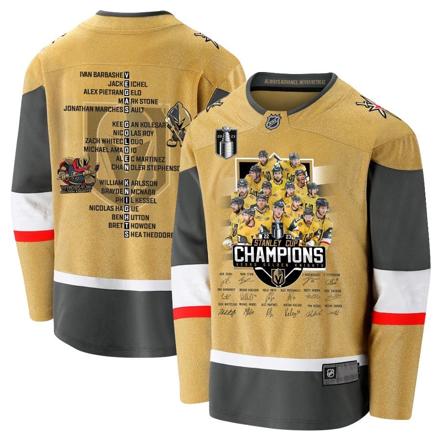 Vegas Golden Knights Celebrating Vegas’ Championship 2023 Stanley Cup Men Jersey – Yellow