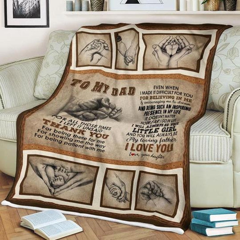 To My Dad Thank You For All The Time Blanket Gift For Dad From Daughter Birthday Gift Home Decor Bedding Couch Sofa Soft And Comfy Cozy