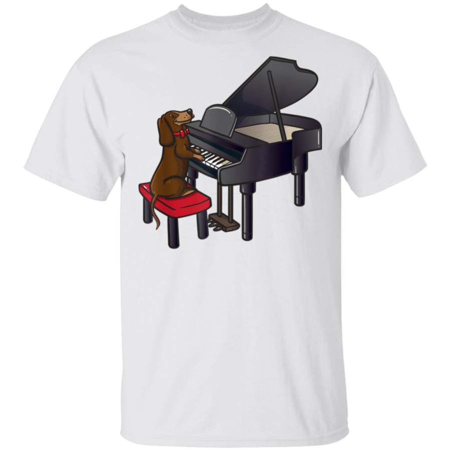 Cute Pianist Dachshund Puppy Dog Lover Kids Gift Boys Girls TShirt