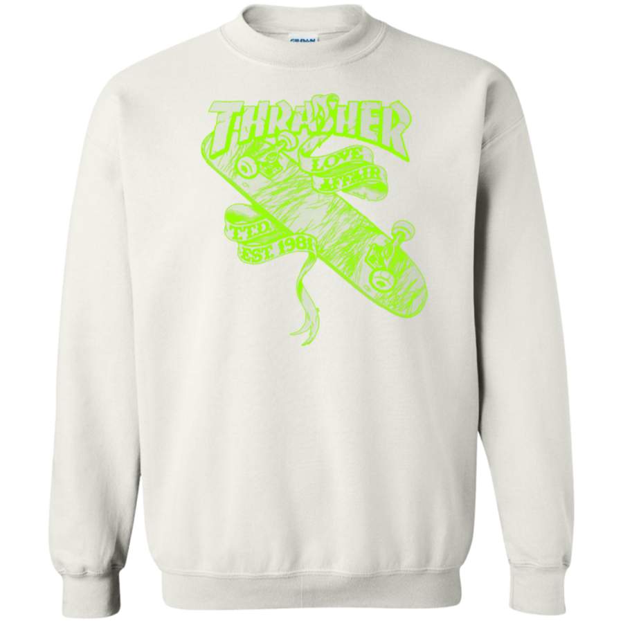 Thrasher Love Affair TTD EST 1981 green logo Pullover Sweatshirt